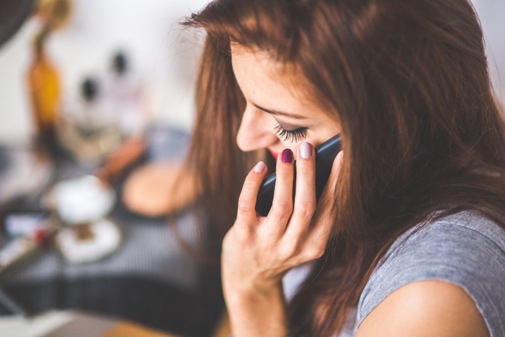 woman on a phone call, contact